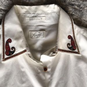 Foxcroft Embroidered Classic White Button Up Shirt 14